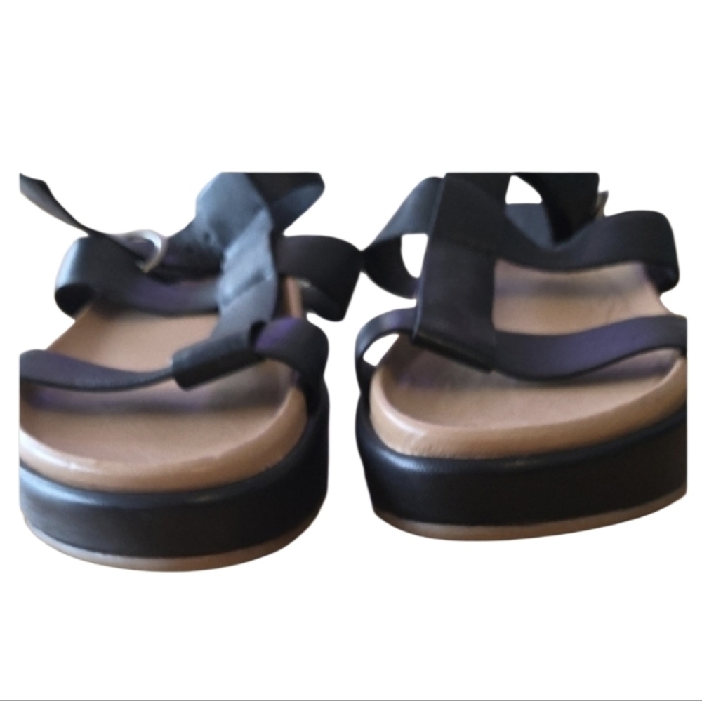 Beek Black Leather Platform T-Strap Sandal with Buckle - Picture 6 of 9